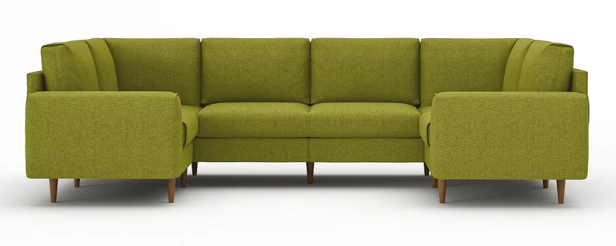 Berlin 6 Seater U Shape Sofa Linen Olive Green