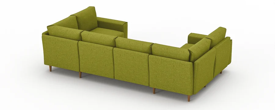 Berlin 6 Seater U Shape Sofa Linen Olive Green
