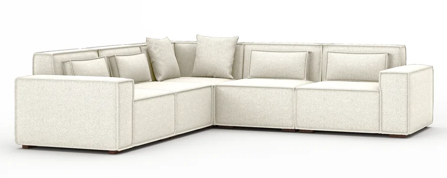 Hudson 5 Seater Corner Sofa Linen Cream Cloud