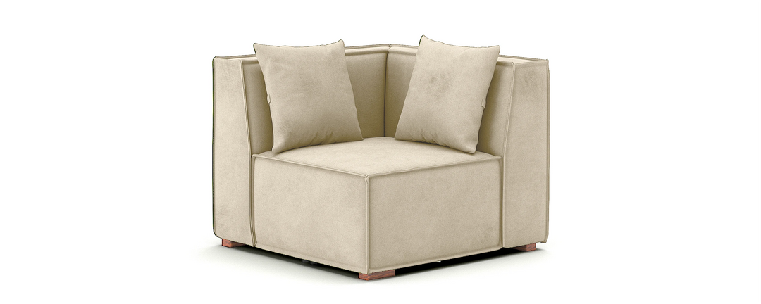 Hudson Corner Piece Modular Velvet Cream Vanilla