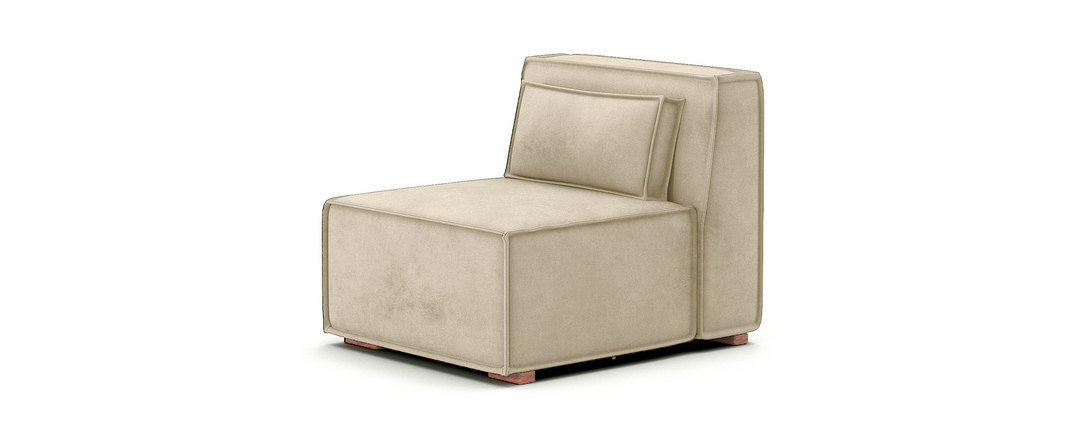 Hudson Single Seat Modular Velvet Cream Vanilla