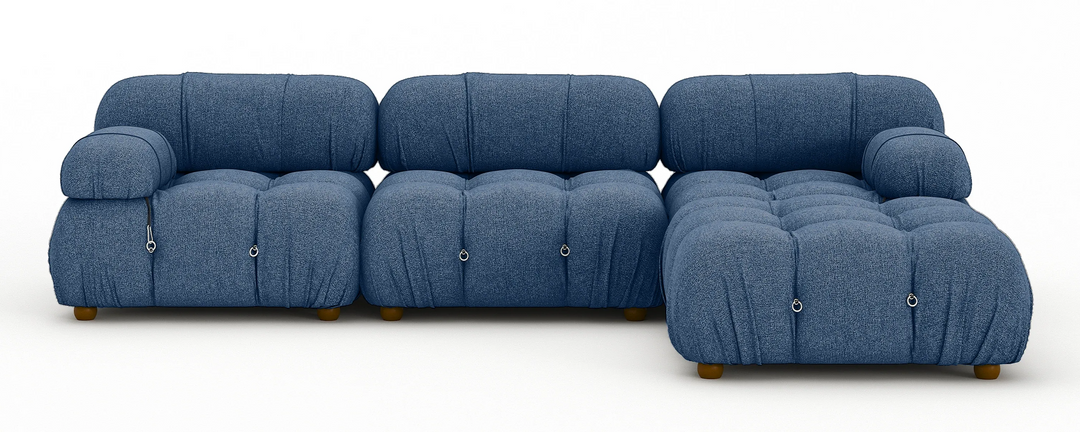 Soho 3 Seater Right Hand Chaise Corner Sofa Linen Midnight Blue