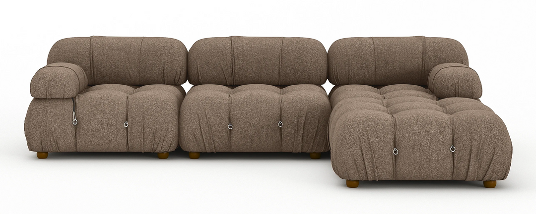 Soho 3 Seater Right Hand Chaise Corner Sofa Linen Mocha Brown
