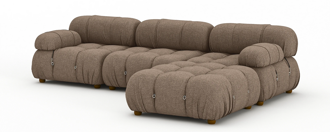 Soho 3 Seater Right Hand Chaise Corner Sofa Linen Mocha Brown