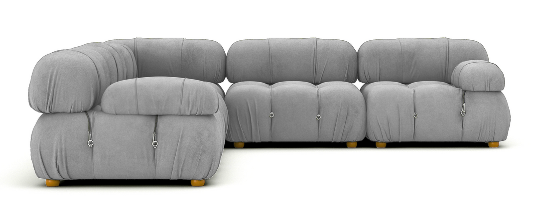 Soho 5 Seater Corner Sofa Velvet Stone Grey