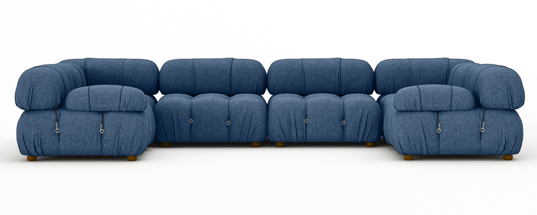Soho 6 Seater U Shape Sofa Linen Midnight Blue