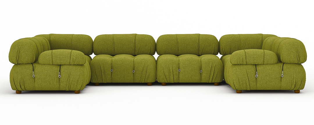 Soho 6 Seater U Shape Sofa Linen Olive Green