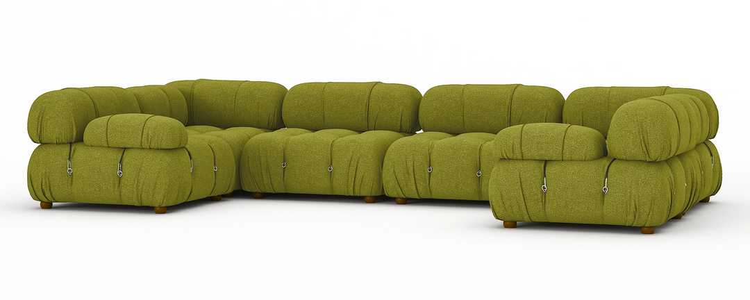 Soho 6 Seater U Shape Sofa Linen Olive Green